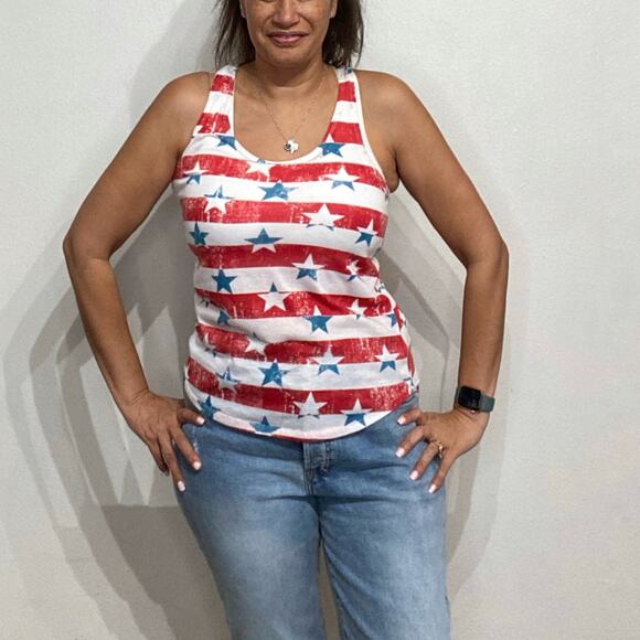 Arizona Jean Co Stars Stripes Tank Sz M - Picture 1 of 12